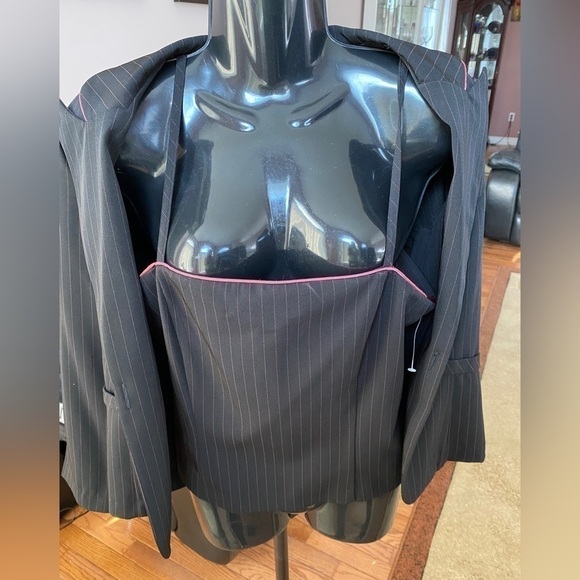 JESSICA Petite Vintage pin-stripped black pink two piece corset top blazer - Picture 3 of 11